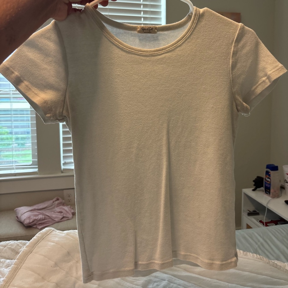 Brandy Melville White Cropped Tee